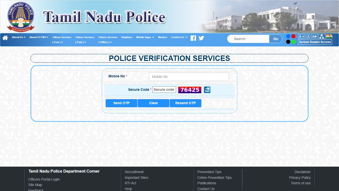 POLICE VERIFICATION SERVICES - eservices.tnpolice.gov.in